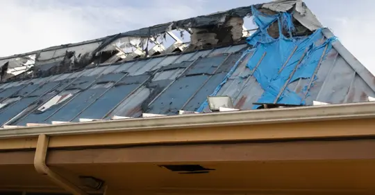 Roof damaged by storm
