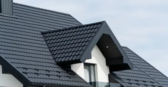 A dark-colored roof