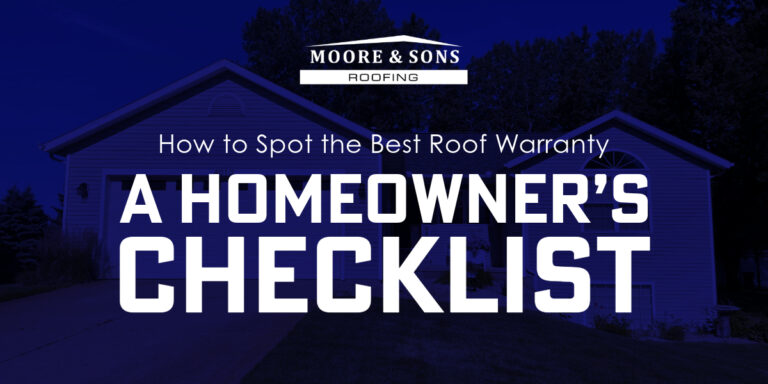 A checklist and warranty rating graphic representing roof warranty review and selection.